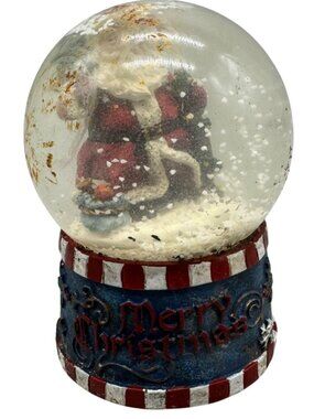 Vintage Santa Claus Christmas Snow Globe with Blue & Red Base 6" Tall READ